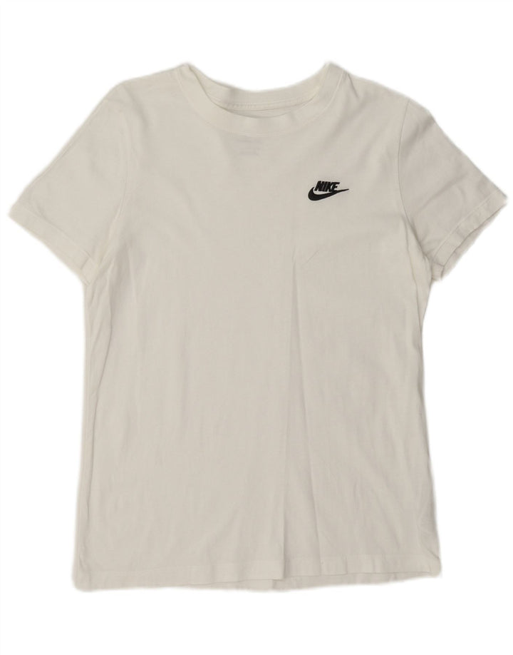 Nike Damen T-Shirt Top UK 10 Small Weiße Baumwolle