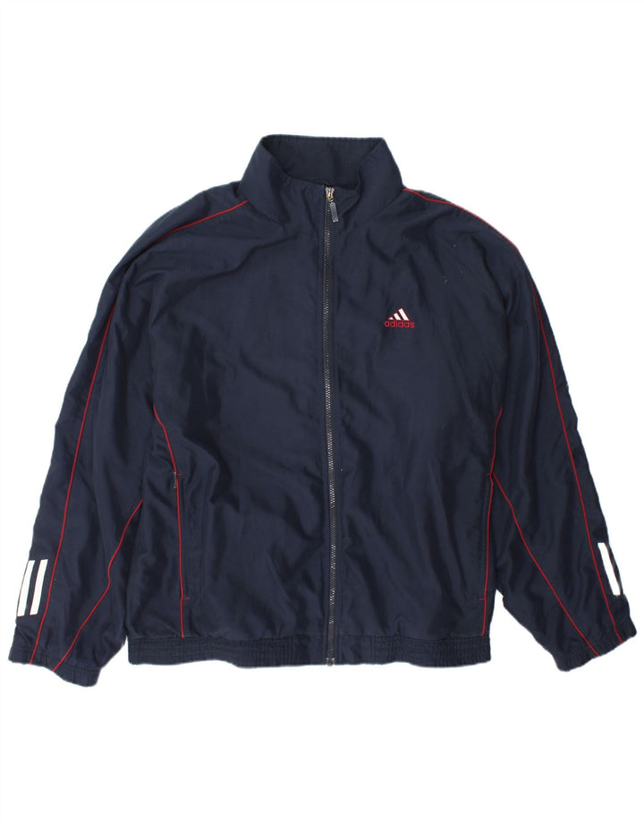 Adidas Herren Trainingsanzug Top Jacke UK 42/44 Large Marineblau Polyester