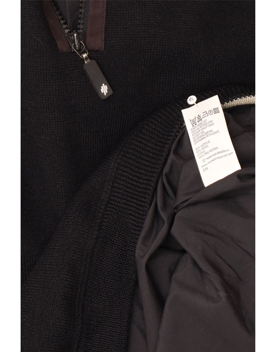 Marks & Spencer Herren-Pullover mit Reißverschluss am Hals, Mittelschwarz, Acryl