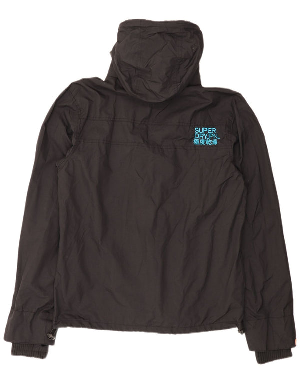Superdry Herren-Regenjacke mit Kapuze, UK 42 XL, schwarzes Nylon