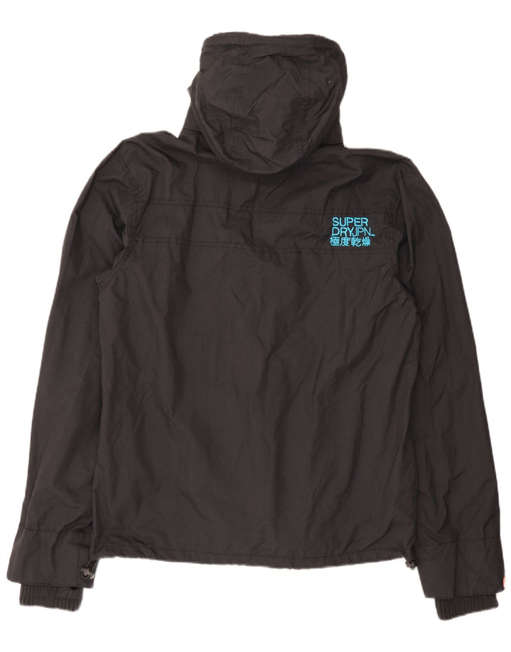 Superdry Herren-Regenjacke mit Kapuze, UK 42 XL, schwarzes Nylon