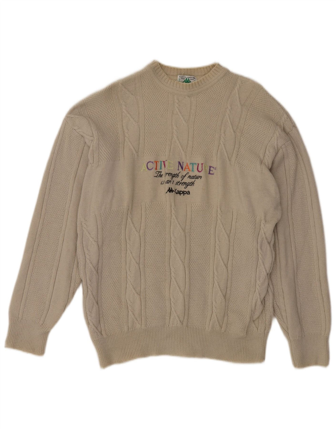 KAPPA Herren Pullover mit grafischem Rundhalsausschnitt, Größe L, Beige