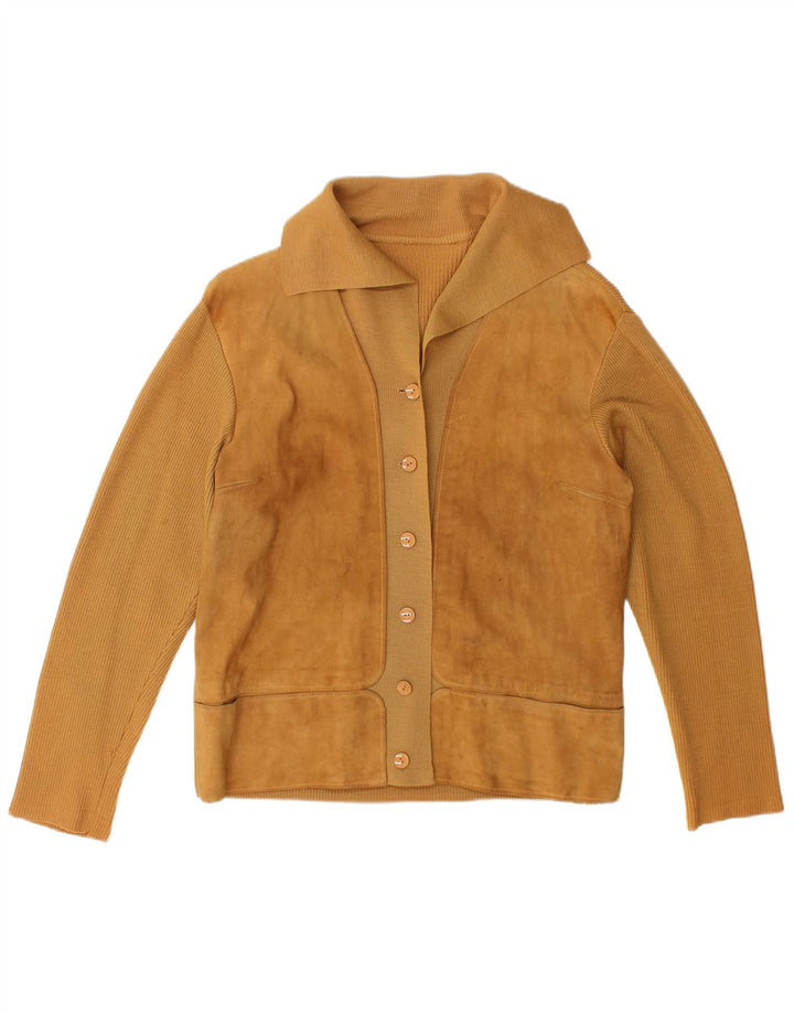 VINTAGE Damen Strickjacke Pullover UK 12 Medium Beige