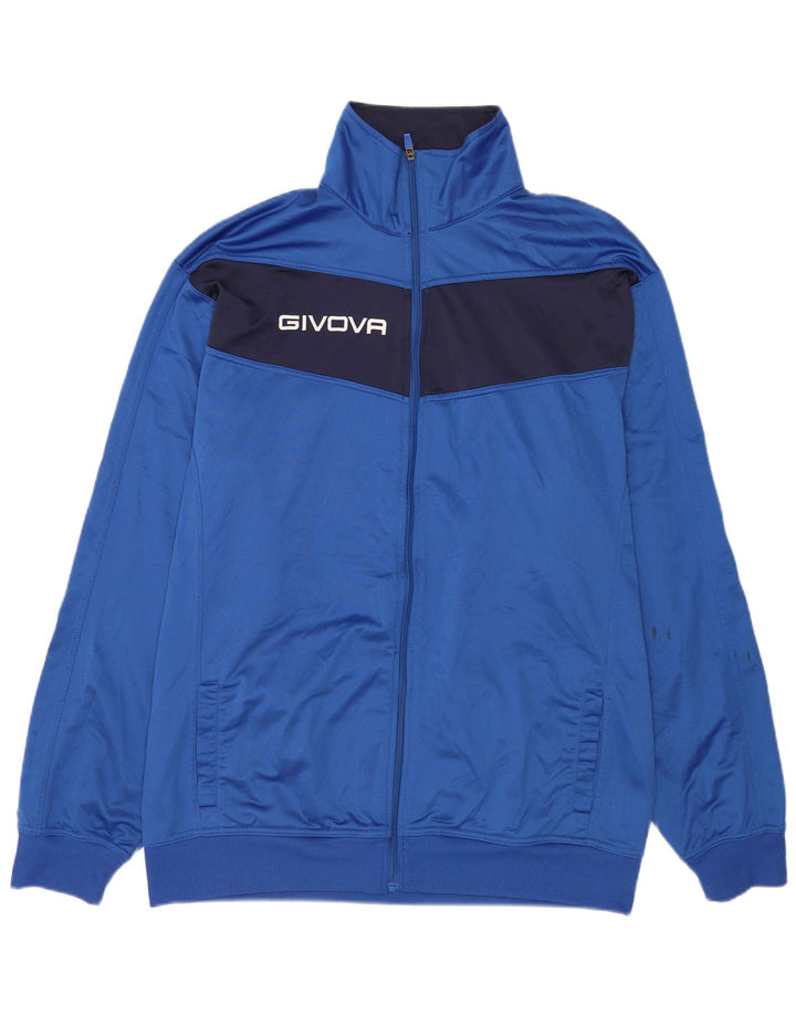 Givova Herren-Trainingsanzugoberteil mit Grafik, 5XL, blaues Farbblock-Polyester