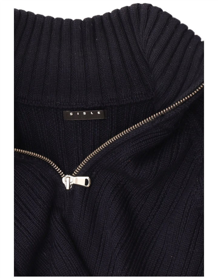 Sisley Herren-Pullover mit Reißverschluss am Hals, Größe L, Marineblau
