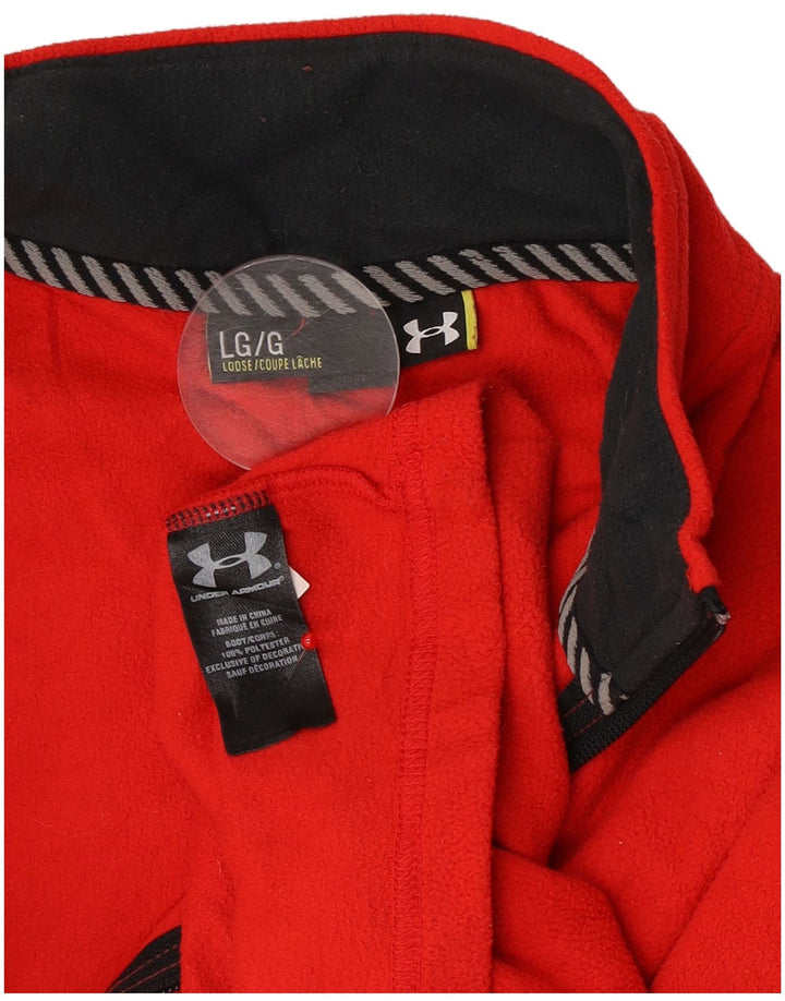 Under Armour Herren-Fleecepullover mit grafischem Reißverschluss und Kragen, Größe L, Rot, Polyester