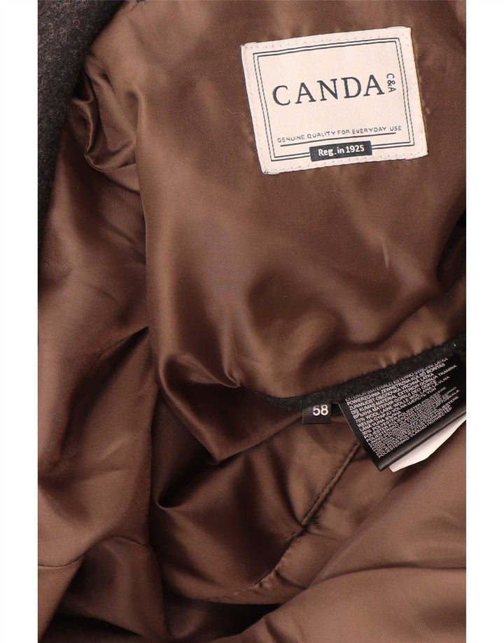 C&A Herren Canda 2-Knopf-Blazerjacke EU 58 4XL Graue Wolle