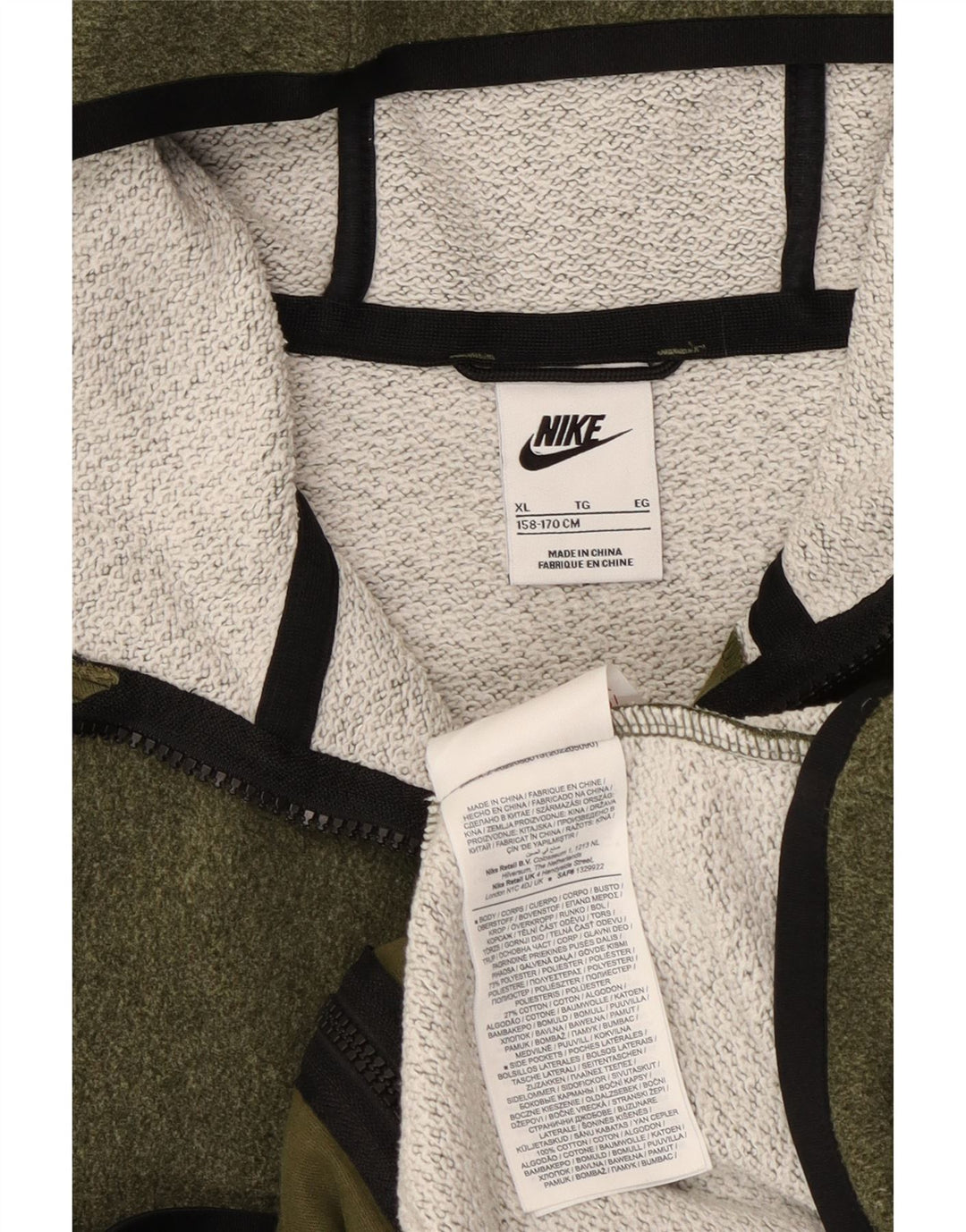 Nike Jungen-Kapuzenpullover mit Reißverschluss, 13–14 Jahre, XL, Khaki, Polyester
