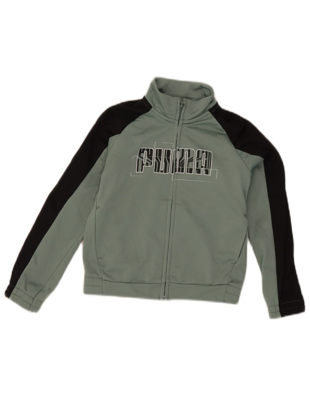 Puma Jungen Grafik-Trainingsanzug-Top-Jacke, 5–6 Jahre, grüner Farbblock
