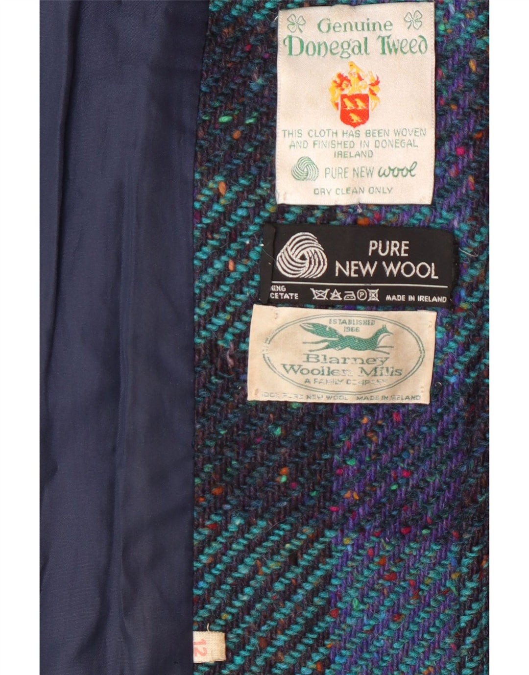 BLARNEY WOOLEN MILLS Zweireihiger Damenmantel UK 12 Mittelblau Klassisch