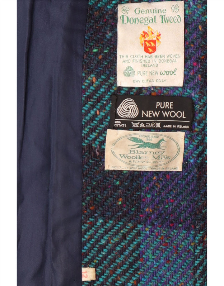 BLARNEY WOOLEN MILLS Zweireihiger Damenmantel UK 12 Mittelblau Klassisch