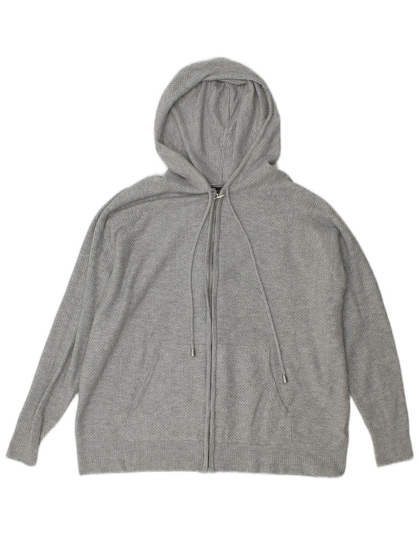 Marks & Spencer Damen-Strick-Kapuzenpullover mit Reißverschluss, UK 14, mittelgraue Viskose