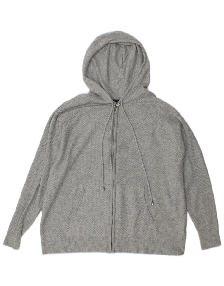 Marks & Spencer Damen-Strick-Kapuzenpullover mit Reißverschluss, UK 14, mittelgraue Viskose