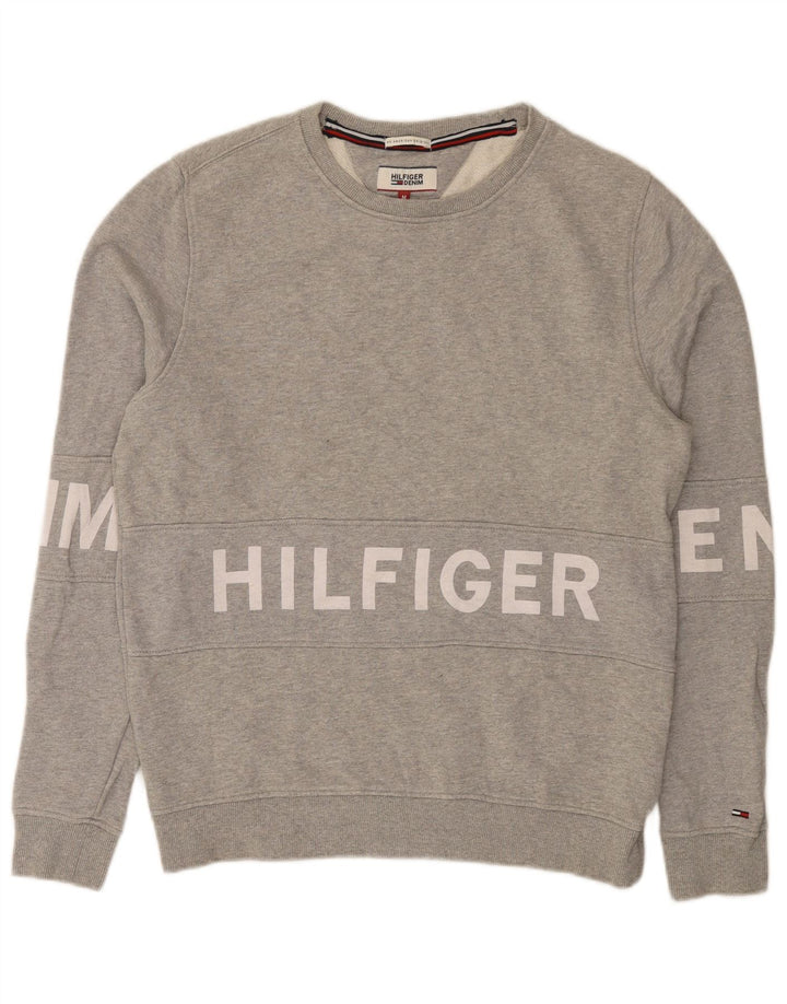 Tommy Hilfiger Herren-Sweatshirt mit Grafik, mittelgraue Baumwolle