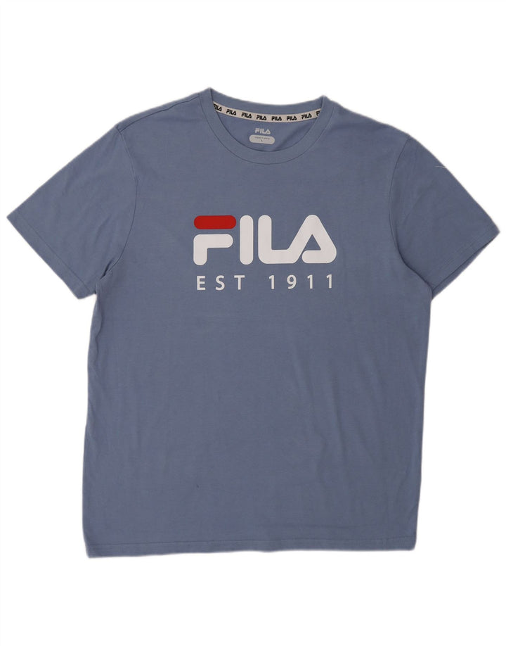 Fila Herren-T-Shirt mit Grafik, groß, aus blauer Baumwolle