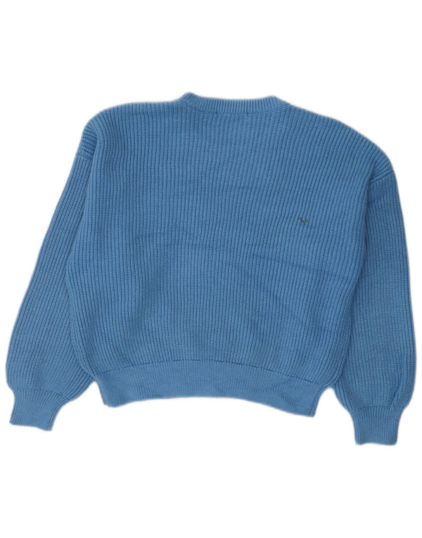 Zara Damen Crop Crew Neck Pullover Pullover UK 14 Mittelblaue Viskose