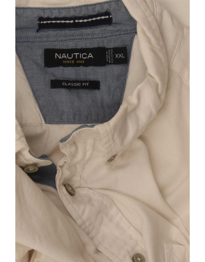 Nautica Herren-Hemd mit klassischer Passform, 2XL, weiße Baumwolle
