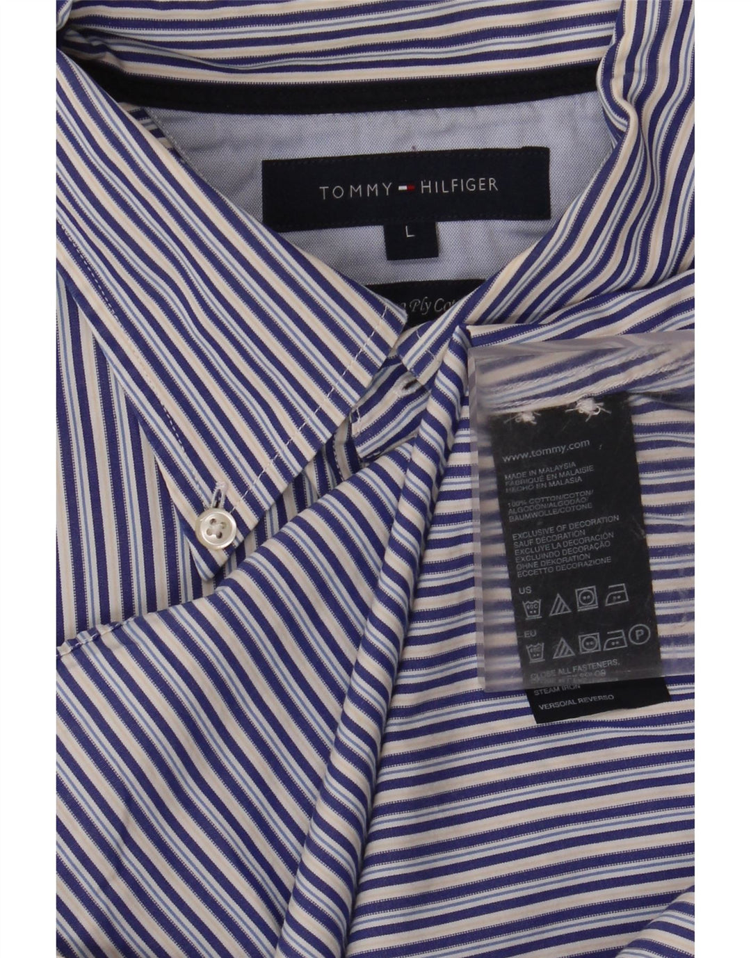 Tommy Hilfiger Herrenhemd, groß, blau gestreift, Baumwolle