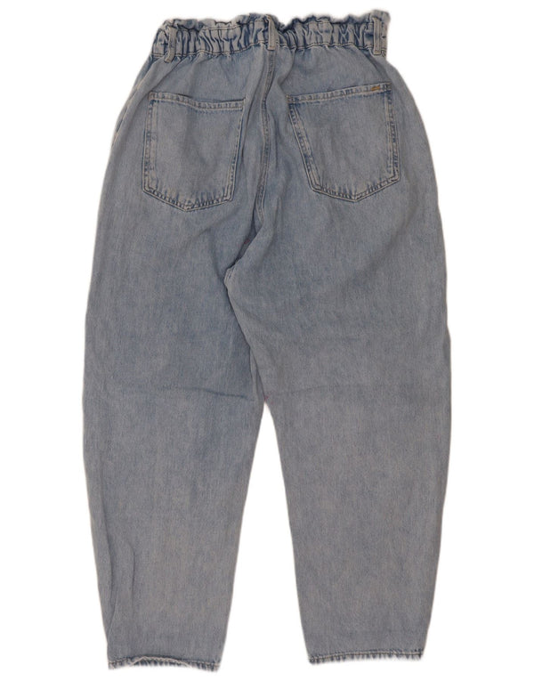 Zara Damen Crop High Waist Tapered Jeans EU 42 Large W32 L26 Blaue Baumwolle