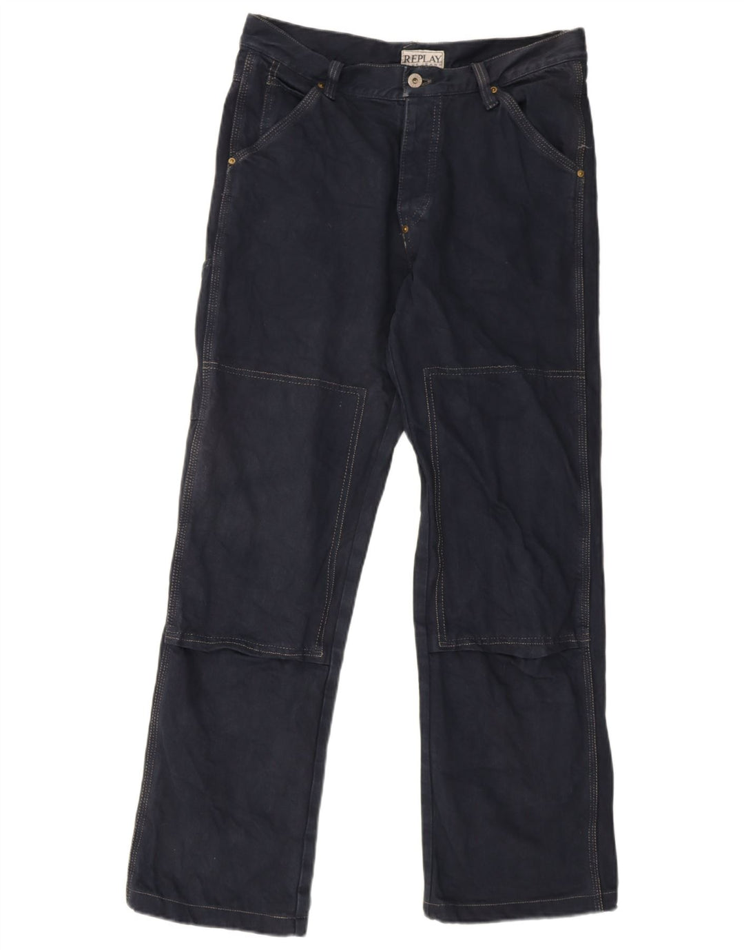 Replay Herren Cargo Straight Jeans W34 L34 Marineblau Baumwolle
