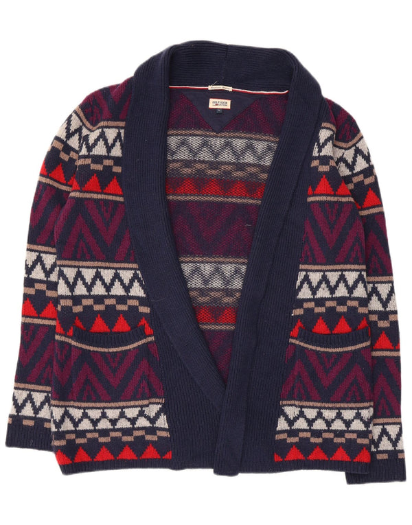 Offener Strickjackenpullover für Damen von Tommy Hilfiger, UK 16, Größe L, Marineblau, geometrisch