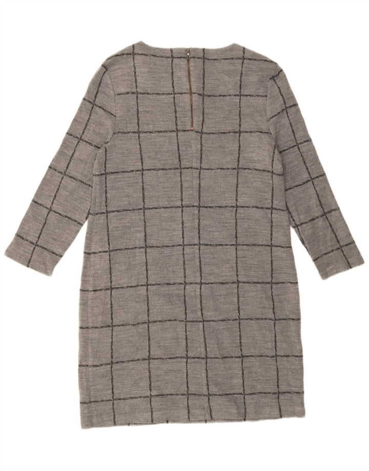 Phase Eight Damen-Etuikleid mit 3/4-Ärmeln, Gr. 46, großes grau kariertes Acryl
