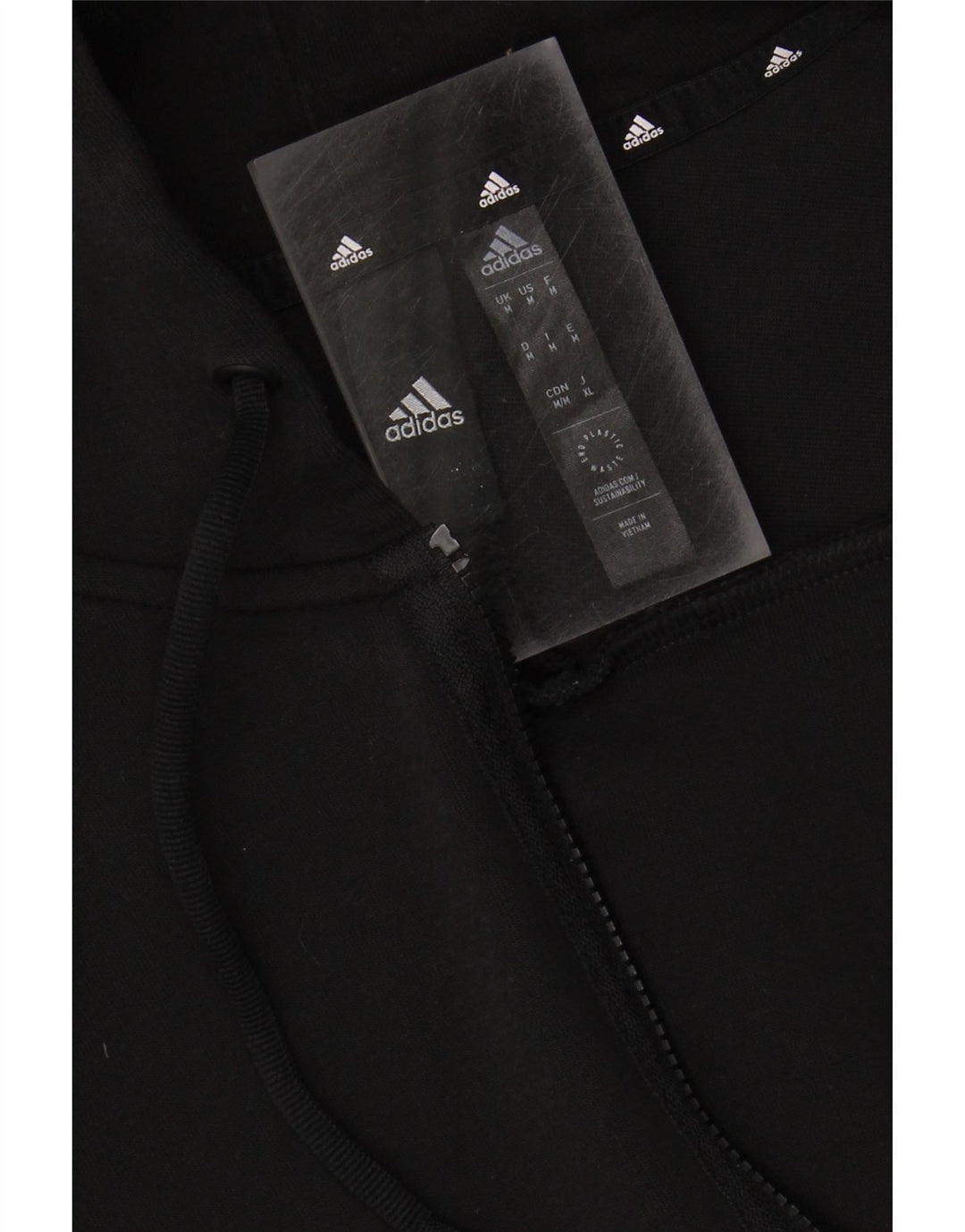 ADIDAS Mens Zip Hoodie Sweater Medium Black Cotton Vintage Adidas and Second-Hand Adidas from Messina Hembry 