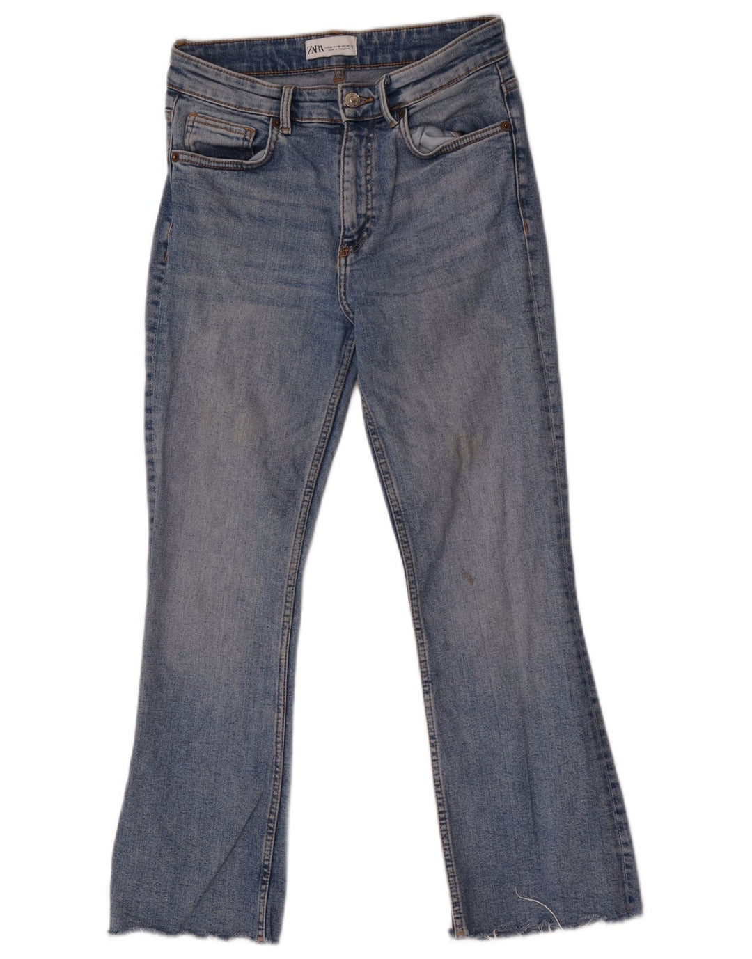Zara Damen Bootcut Jeans EU 38 Small W28 L26 Blaue Baumwolle