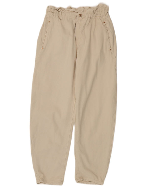 Zara Damen High Waist Tapered Jeans EU 40 Medium W30 L25 Beige Baumwolle