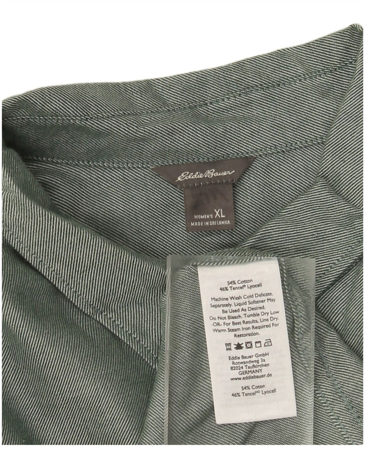 EDDIE BAUER Damen Übergroßes Flanellhemd UK 18 XL Grüne Baumwolle