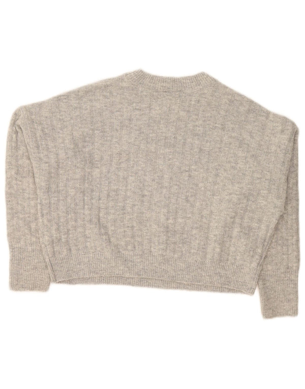 Topshop Damen Crop Crew Neck Pullover Pullover UK 10 Small Grau meliert