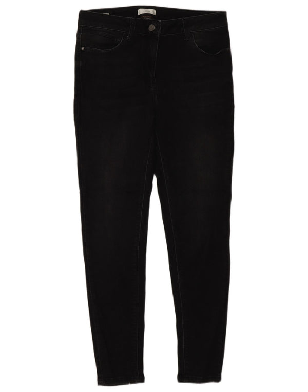 oltre Damen Skinny Jeans UK 10 Small W30 L28 Schwarze Baumwolle