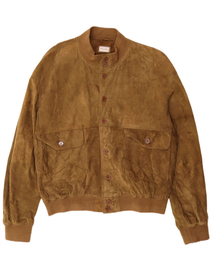 Vintage Herren Wildlederjacke UK 42 XL Khaki Leder
