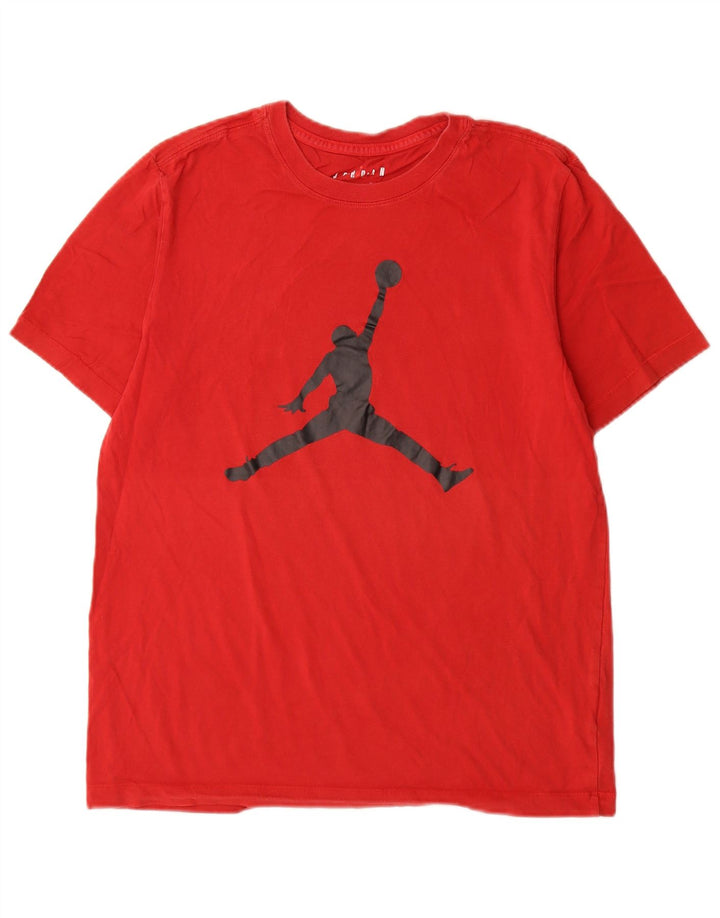 Jordan Herren Grafik-T-Shirt-Oberteil aus mittelroter Baumwolle