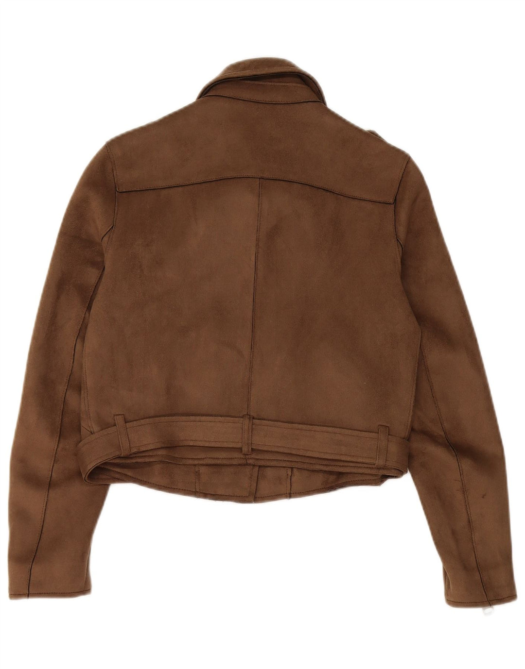 Zara Damen Bikerjacke UK 10 Small Braunes Polyester