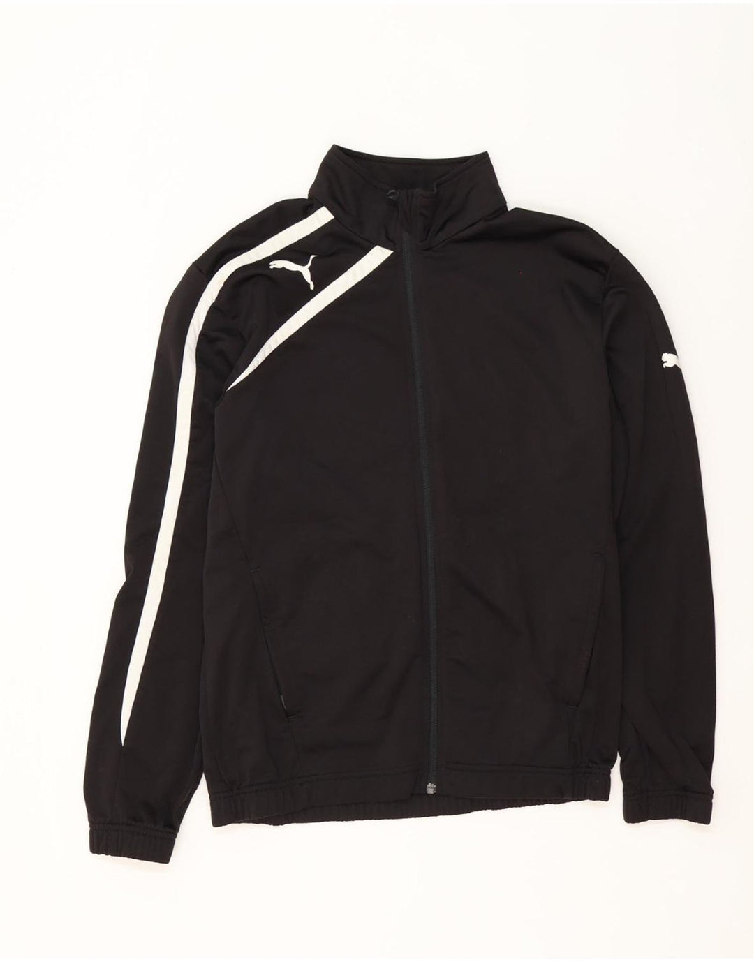 Puma Herren-Trainingsanzug-Top-Jacke, Mittelschwarzes Farbblock-Polyester