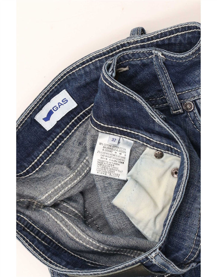 Gas Damen Distressed Straight Jeans W32 L30 Blaue Baumwolle