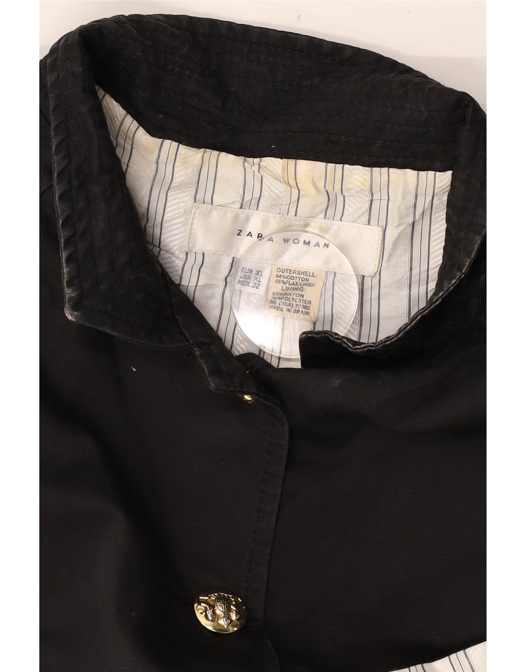 Zara Damen Crop Bomberjacke UK 18 XL Schwarz Baumwolle