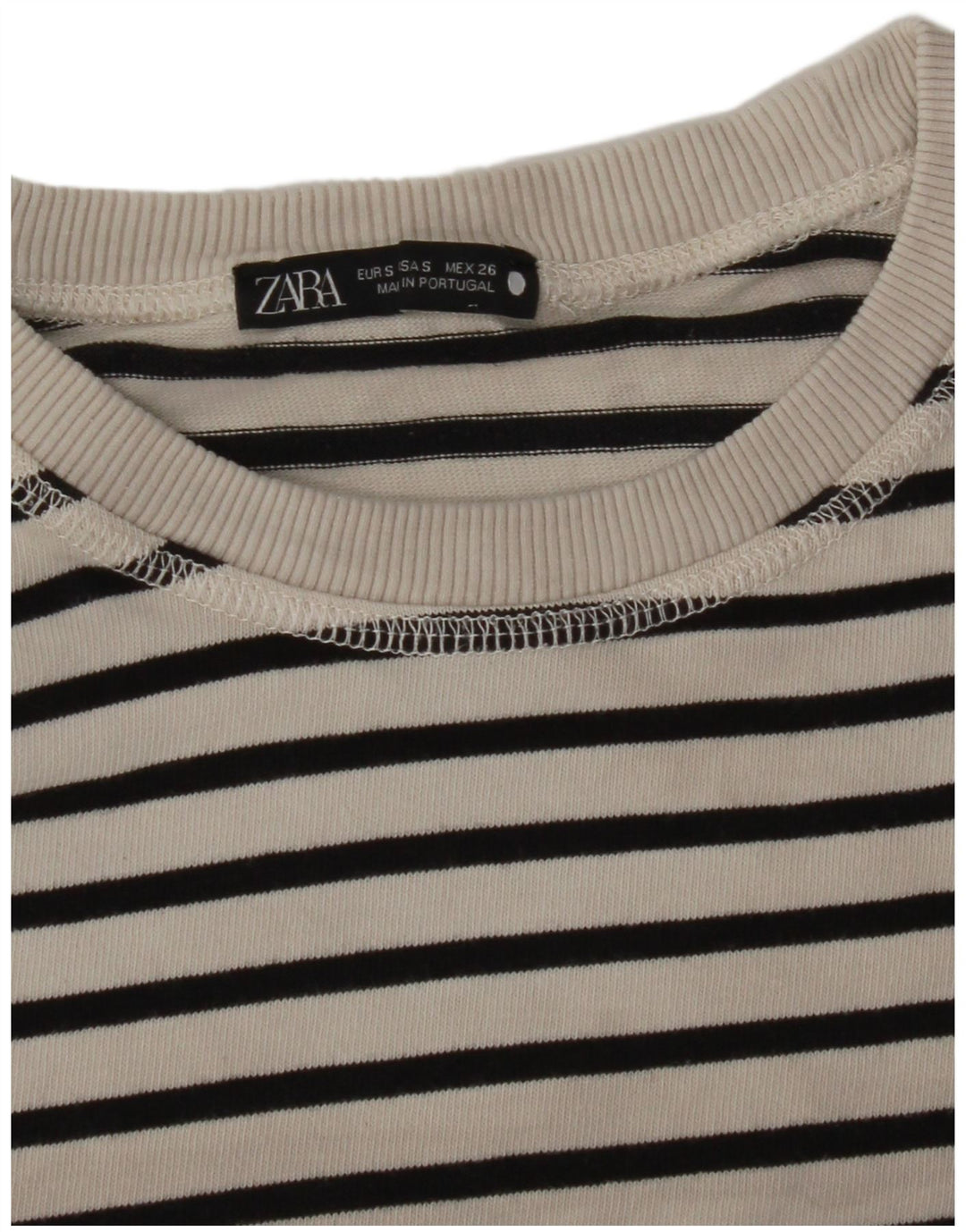 Zara Damen Top Langarm UK 10 Small Weiß gestreift