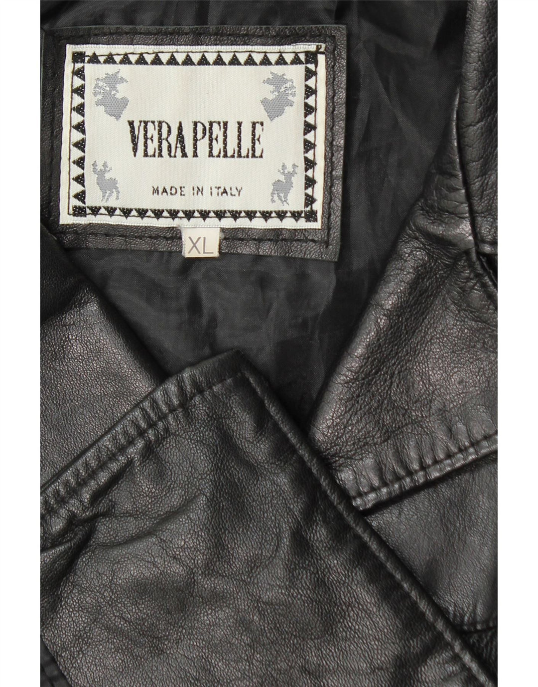 Vintage Damen 3 Knopf Leder Blazer Jacke UK 18 XL Schwarzes Leder