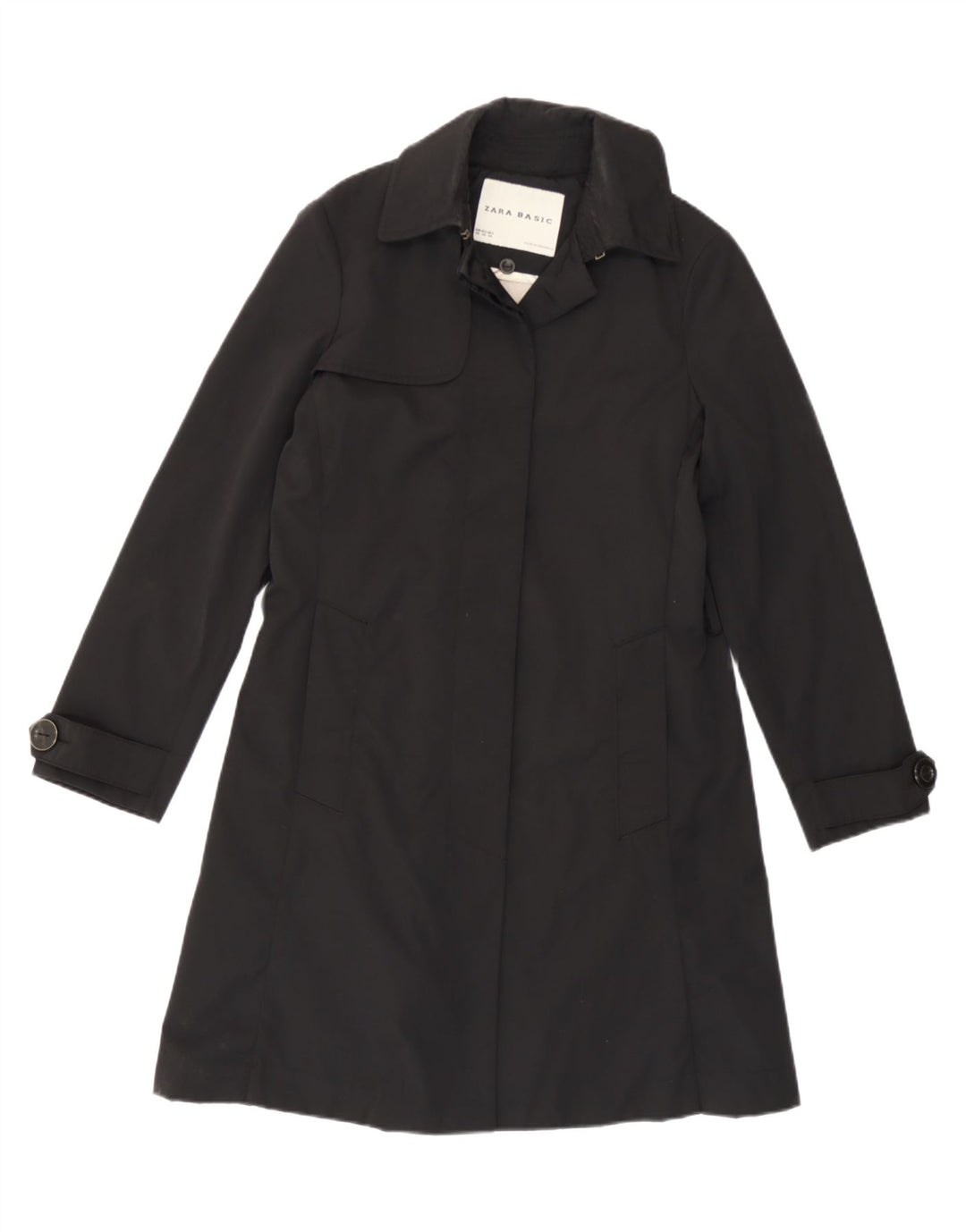 Zara Damen Trenchcoat UK 6 XS Schwarzes Nylon