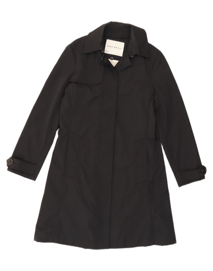 Zara Damen Trenchcoat UK 6 XS Schwarzes Nylon