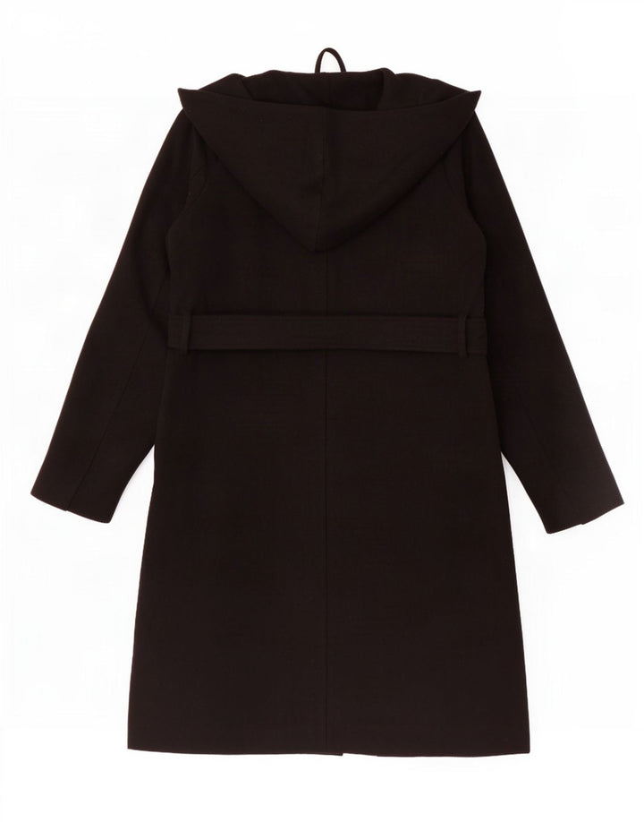 Zara Damen Kapuzenmantel UK 14 Medium Schwarz Polyester