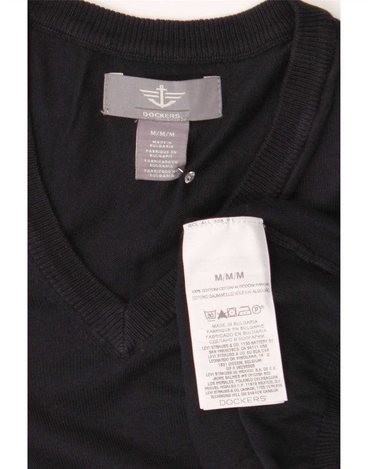 Dockers Herren-Pullover mit V-Ausschnitt aus mittelblauer Baumwolle