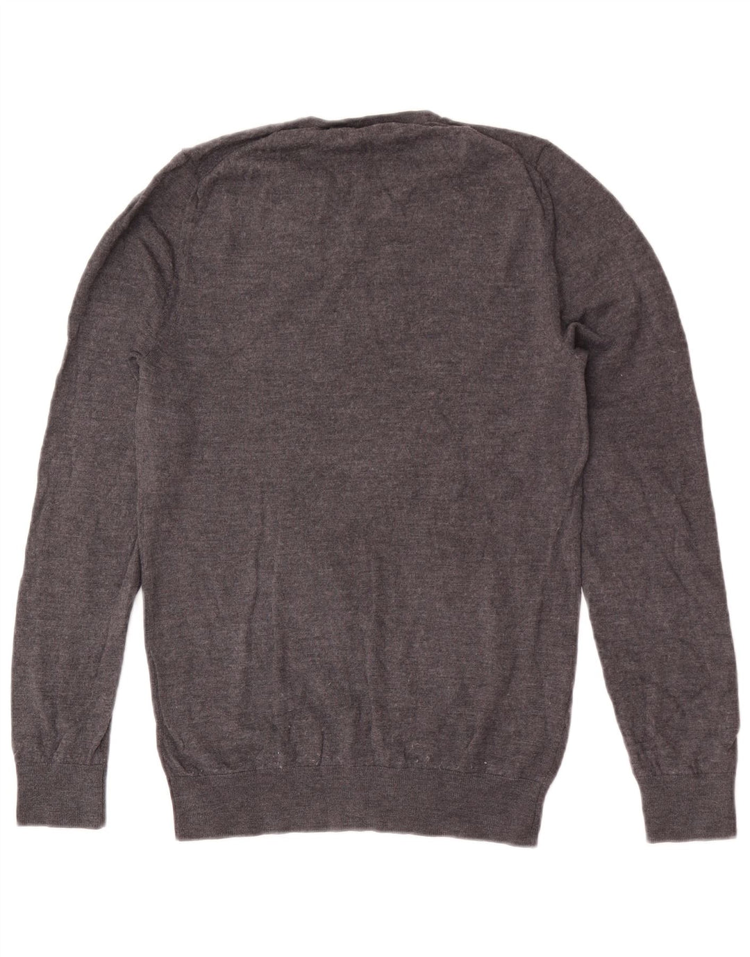 Marks & Spencer Herren-Pullover mit V-Ausschnitt, Größe S, graue Merinowolle