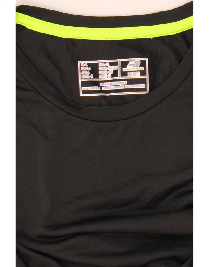 New Balance Herren-Top mit langen Ärmeln, groß, Schwarz, Farbblock