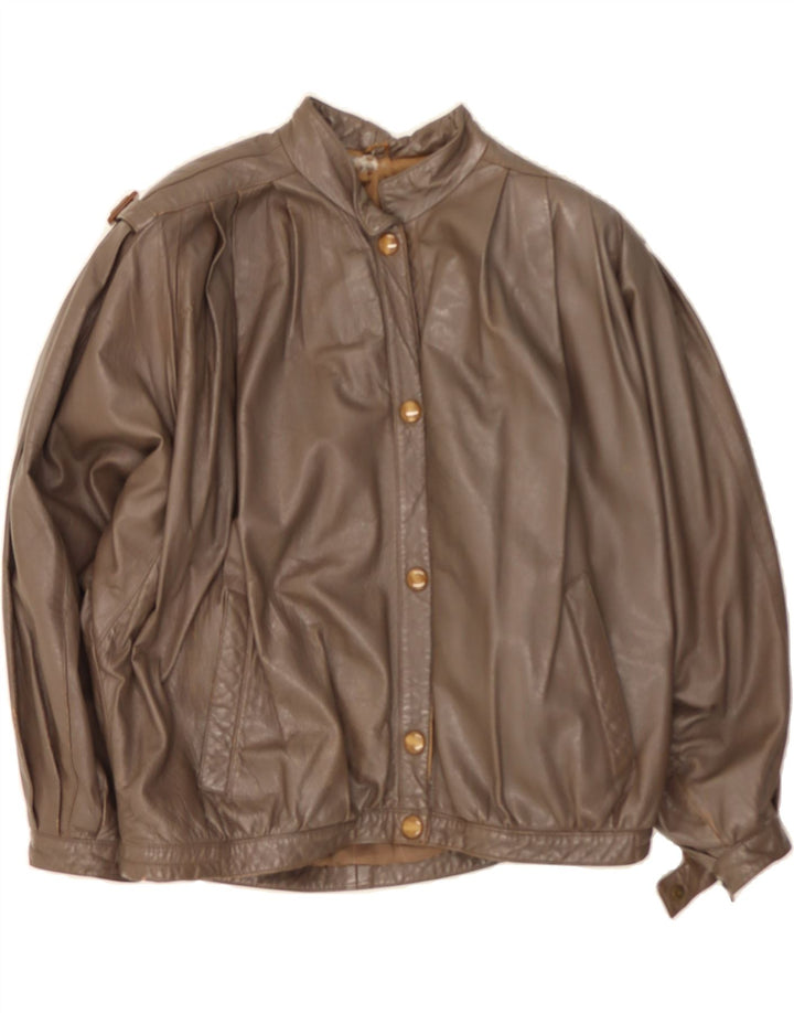 VINTAGE Womens Leather Jacket IT 46 Large Brown Leather Vintage Vintage and Second-Hand Vintage from Messina Hembry 