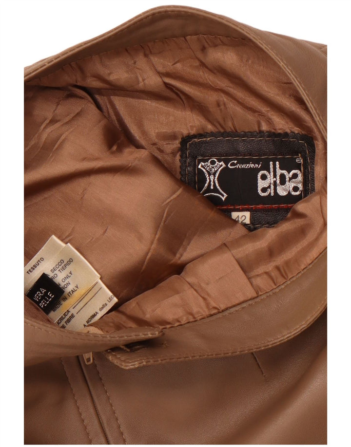 VINTAGE Damen Lederrock mit hoher Taille IT 42 Medium W26 Braunes Leder