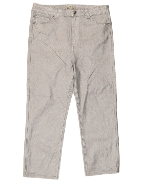 Marks & Spencer Damen-Hose, kurz geschnitten, UK 16, Größe L, W34, L24, Silber
