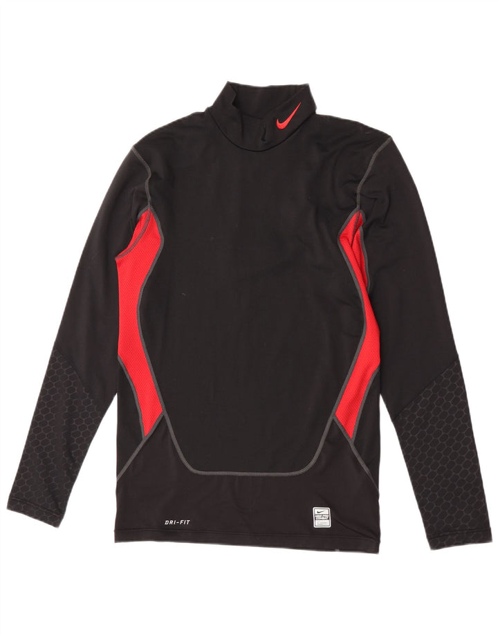 Nike Herren-Kompressionsoberteil, langärmlig, groß, schwarzes Farbblock-Polyester